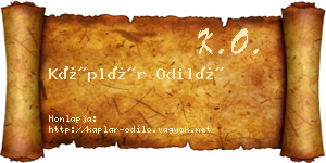 Káplár Odiló névjegykártya